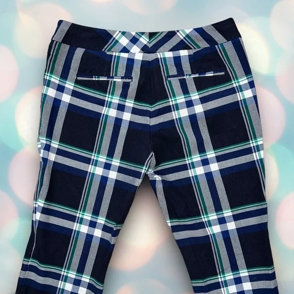Ann Taylor Women’s Navy Blue Checkered Plaid Straight Leg Pants Slacks Size 2 - Picture 5 of 6